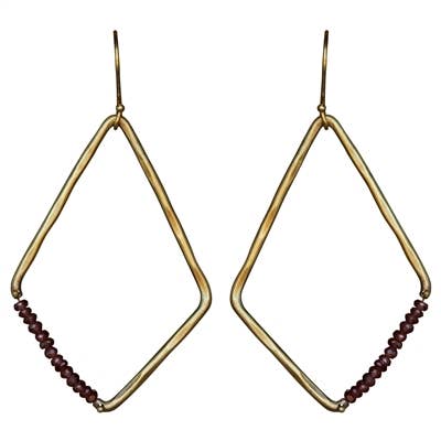 Aurora Earring - Kite with Stones, Garnet