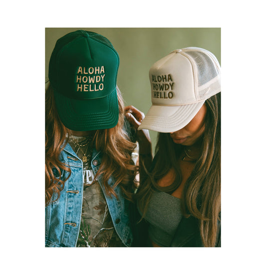 Aloha Howdy Hello Trucker hats