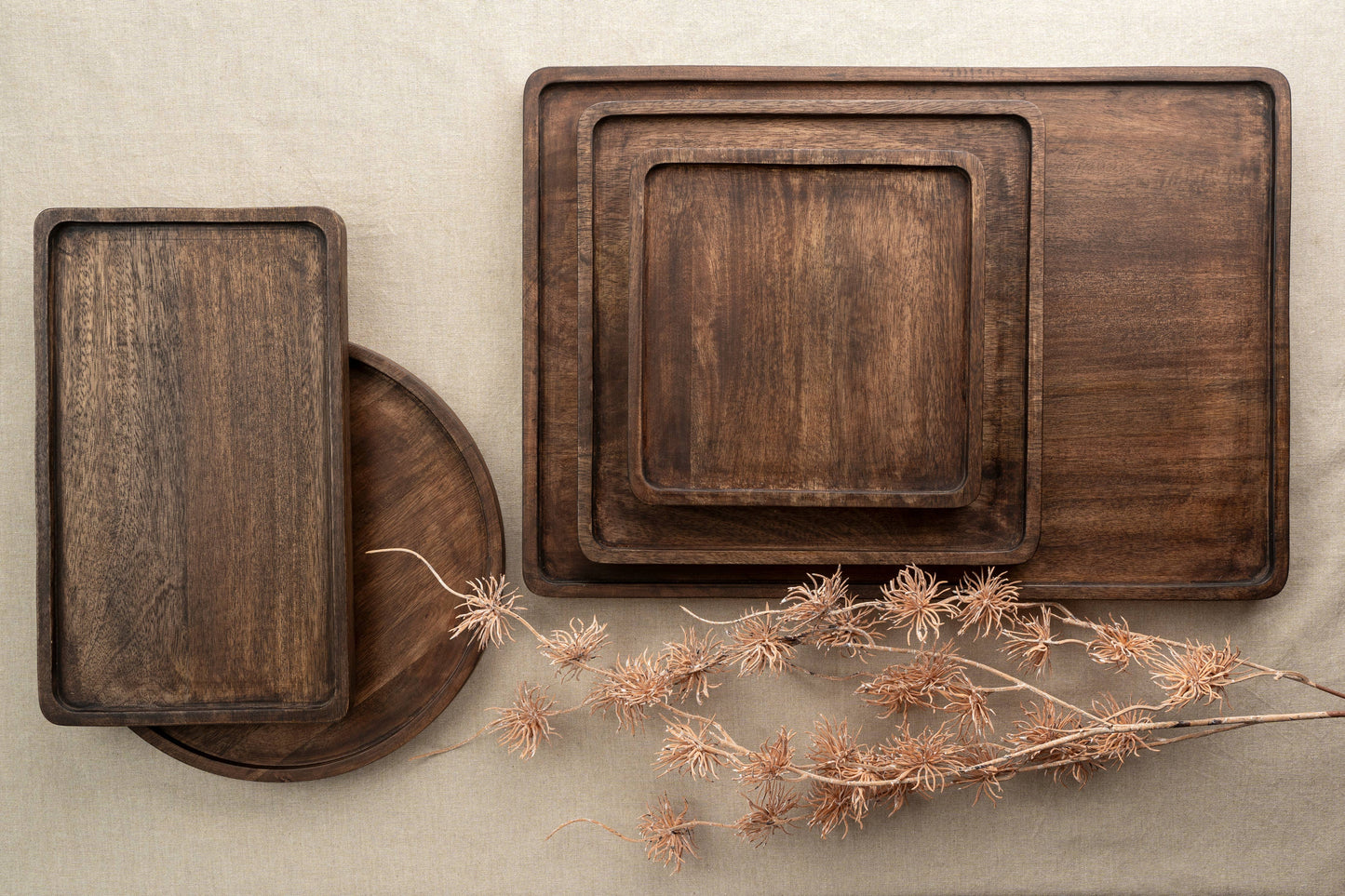 Heritage Round Tray, Stained Mango