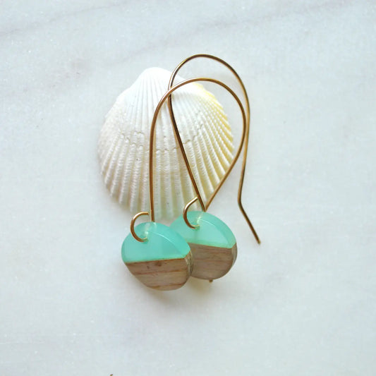 Sea Green Resin & Wood earings