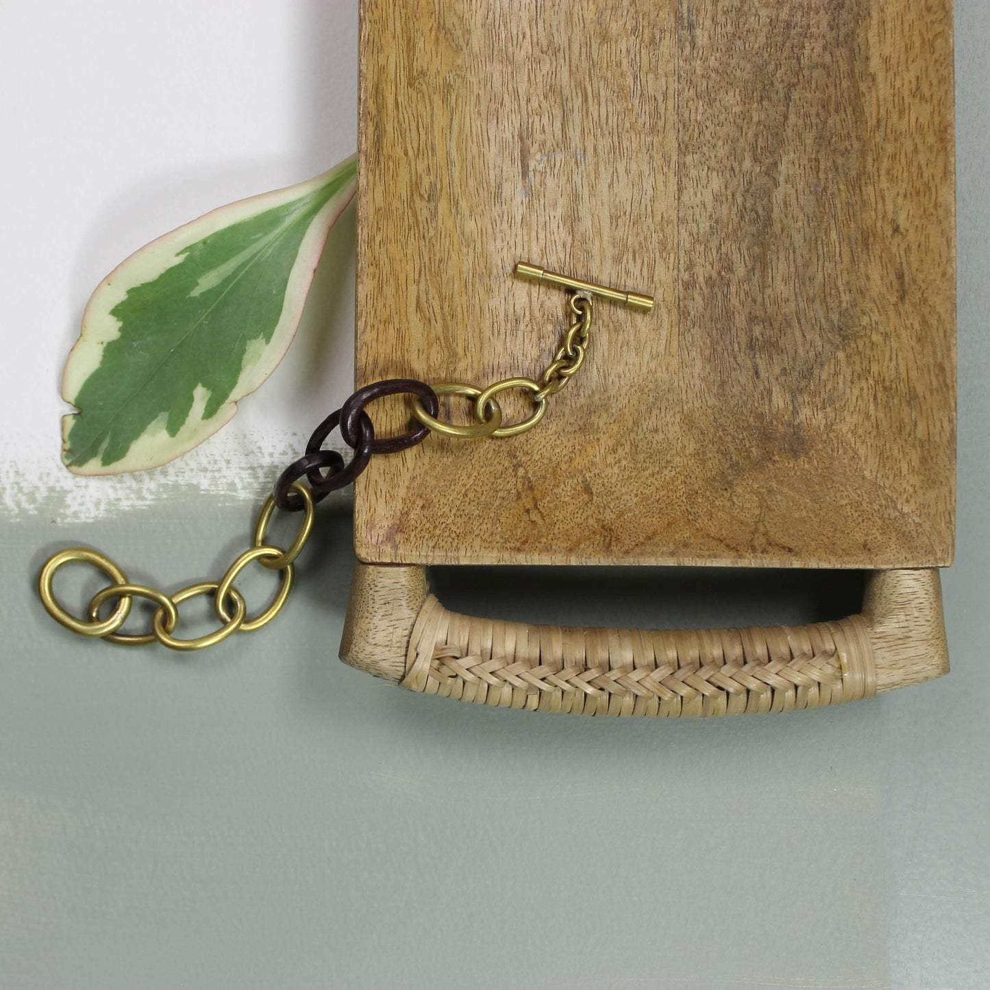 Yara Bracelet, Brass, Light Wood Links.  8.5” length