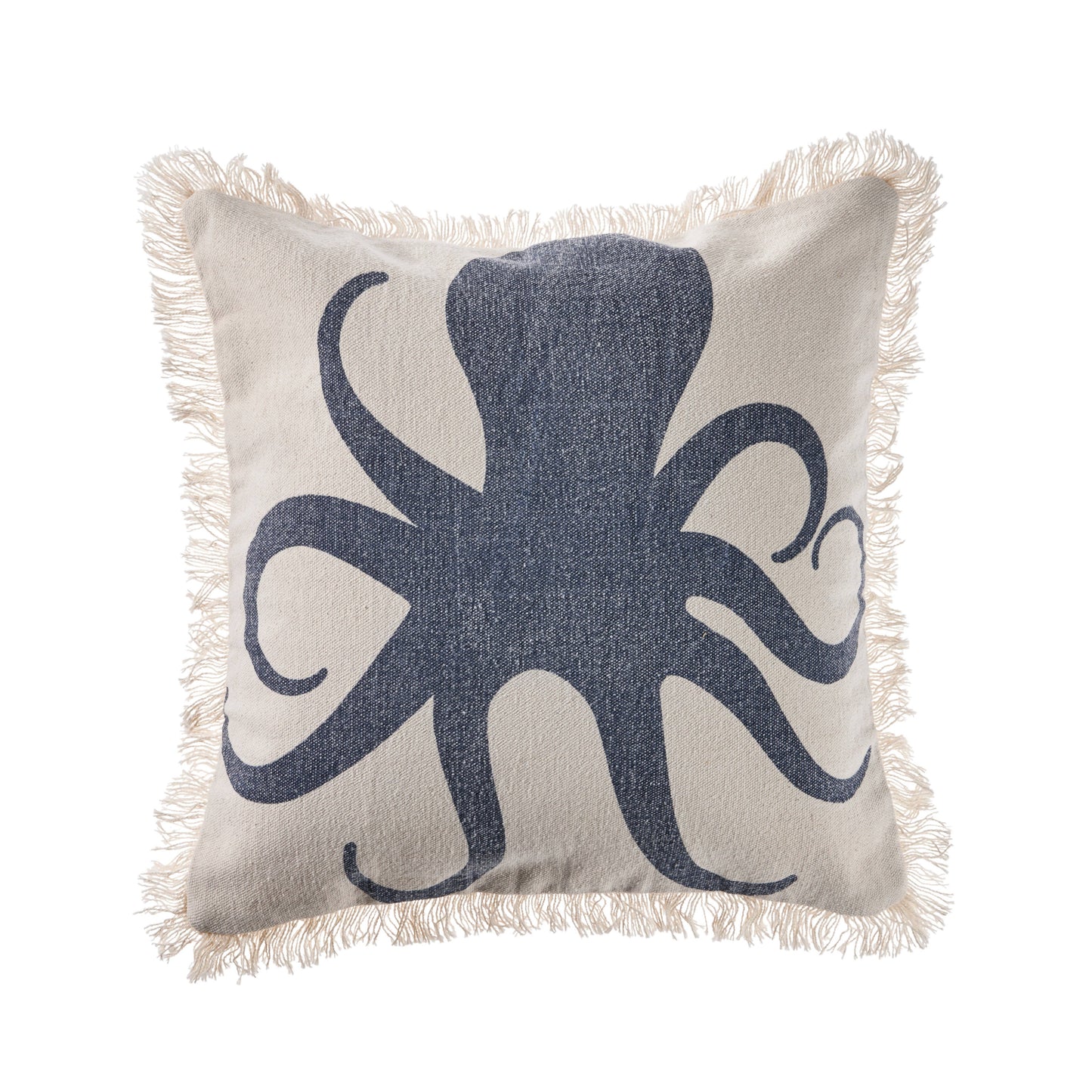 Octopus Fringe Coastal Throw Pillow