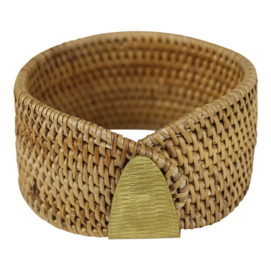 Biscayne Rattan Bangle with Brass Clasp