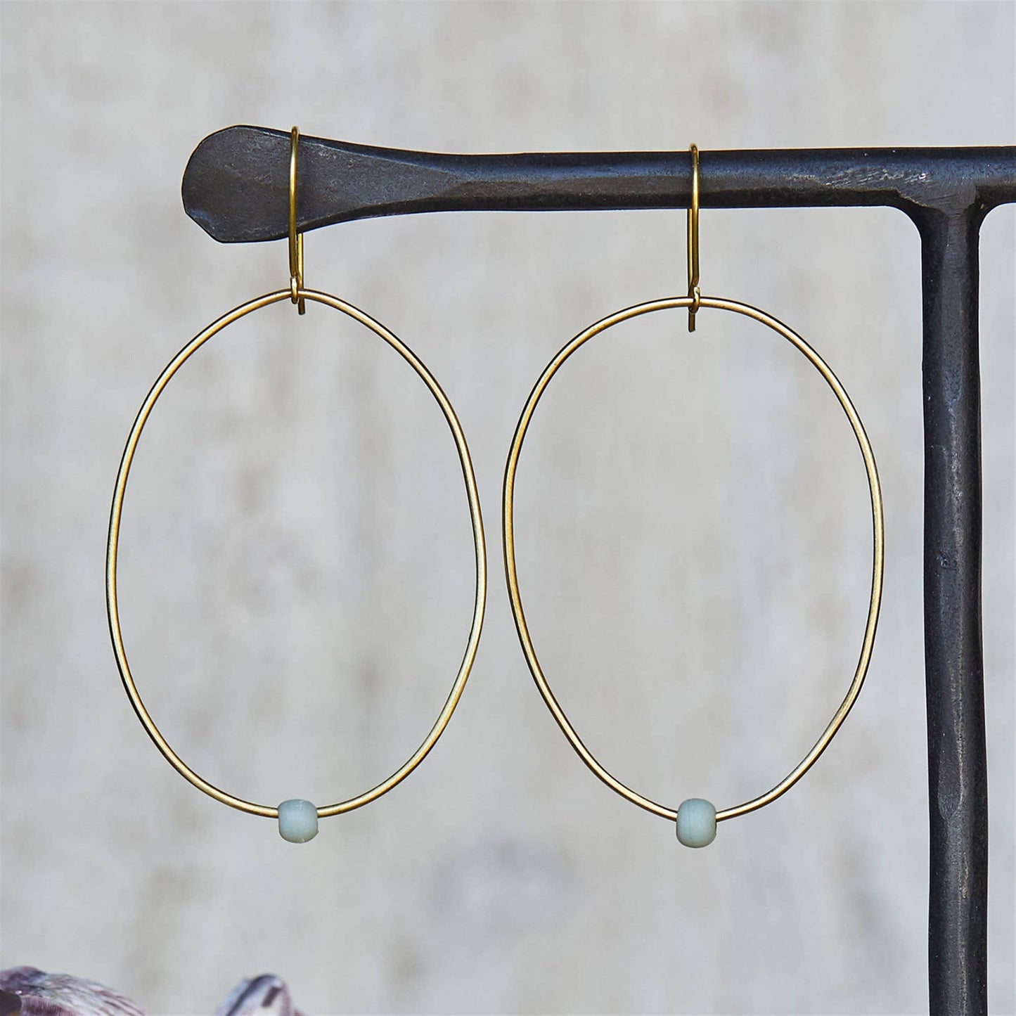 Lombok Organic Oval Earring - Aqua